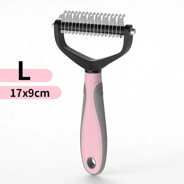 Ultimate Cat & Dog Hair Removal Comb - Double Sided Stainless Steel Grooming Brush for Effortless Tangle Removal