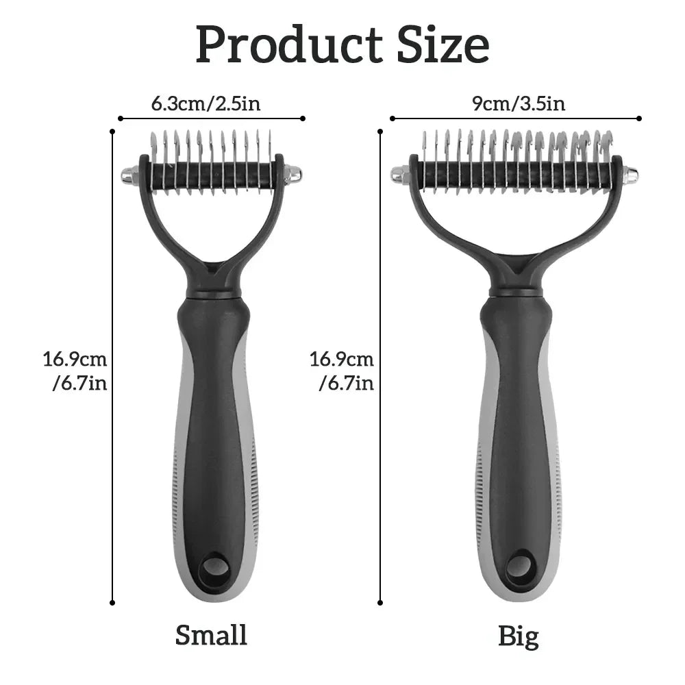 Ultimate Cat & Dog Hair Removal Comb - Double Sided Stainless Steel Grooming Brush for Effortless Tangle Removal