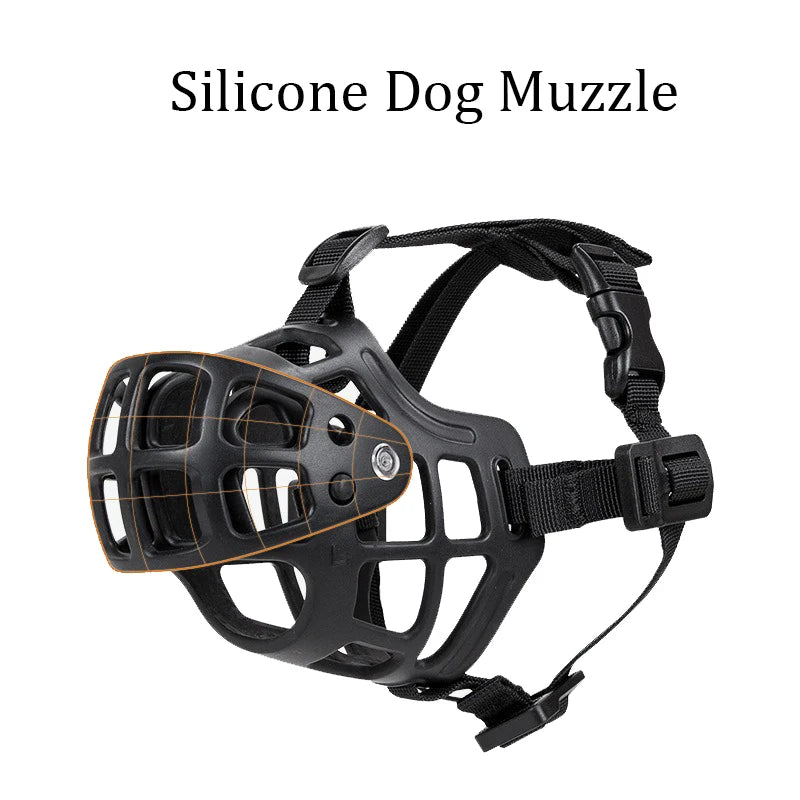 Soft and Safe Silicone Dog Muzzle - Breathable Anti-Biting Mouth Mask for Medium to Large Dogs, Perfect for Outdoor Adventures